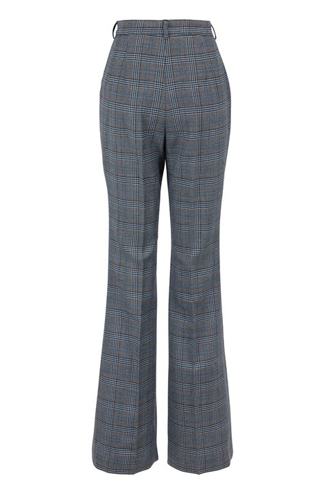 Michael Kors Glen Plaid Wool Flared Pants In Black 